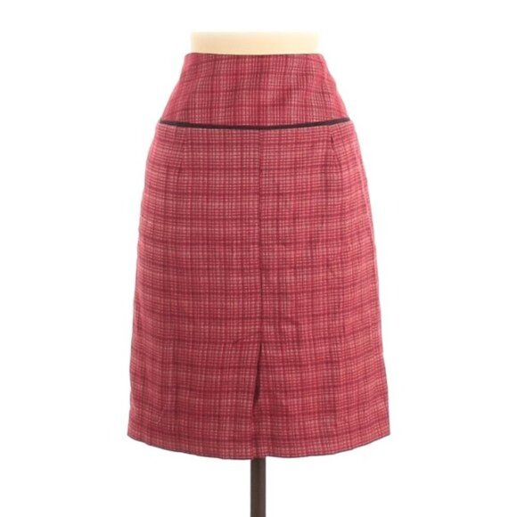 The Limited Skirt 4 Micro Plaid Red Champagne career Office - Picture 1 of 7